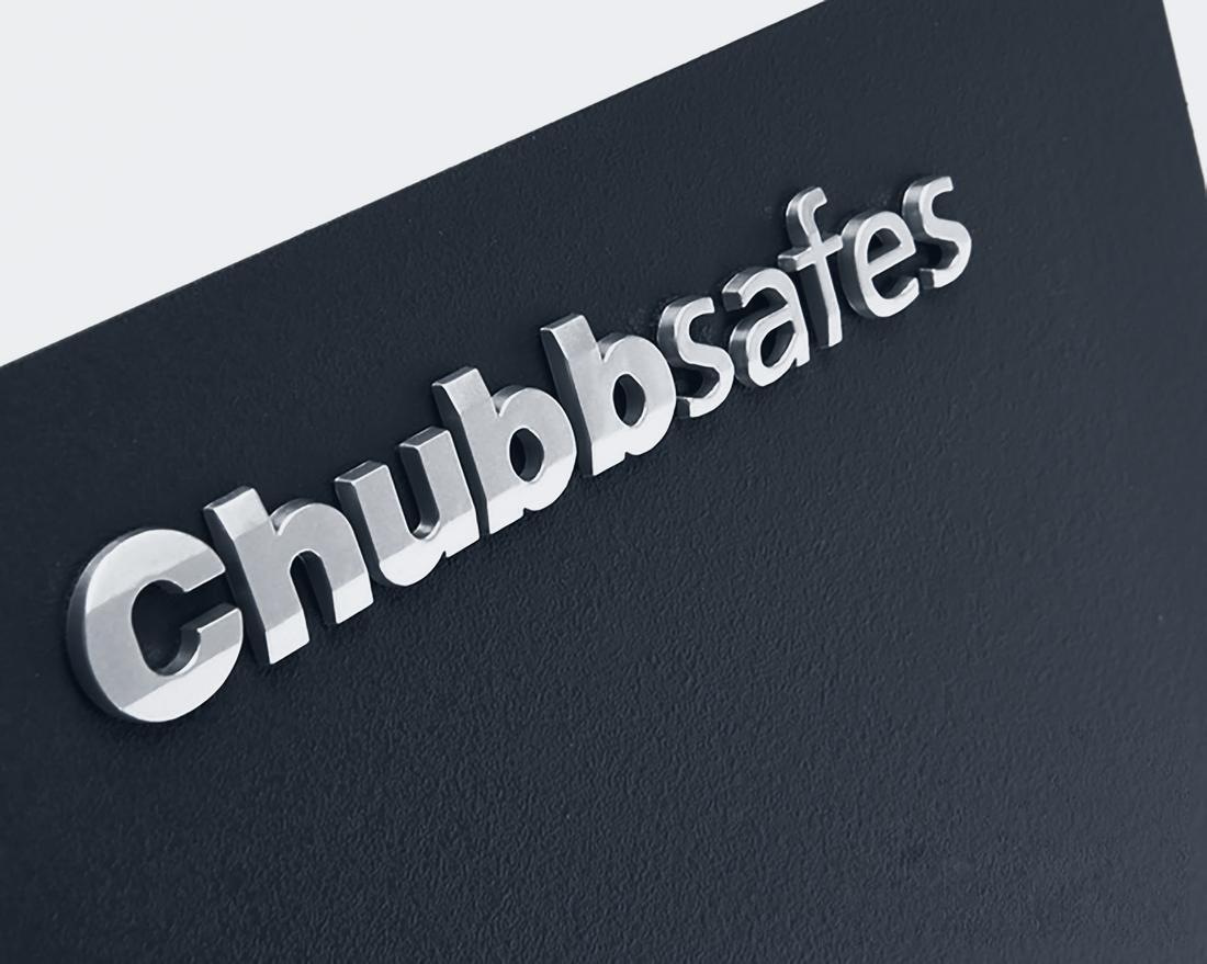 Chubbsafes nameplate on a safe door