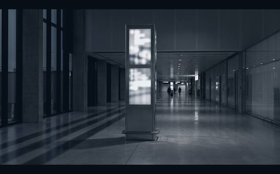 Wayfinding totem in a concourse